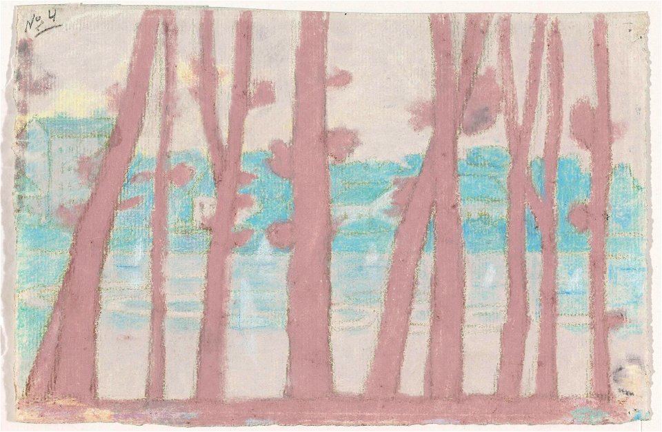 Feliks Stanisław Jasiński - Arbres au bord de la riviere