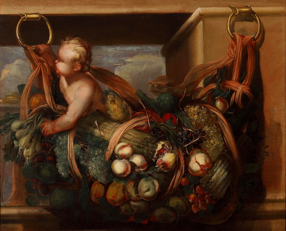 Felice Fortunato Biggi Putto mit einem Früchte-Feston