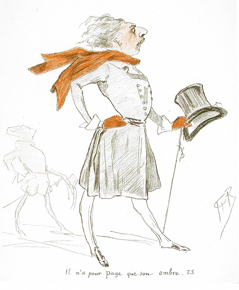 Felicien Rops, Barbey d'Aurevilly (no date) hand-colored lithograph (27.31 x 22.86 cm) Los Angeles County Museum of Art