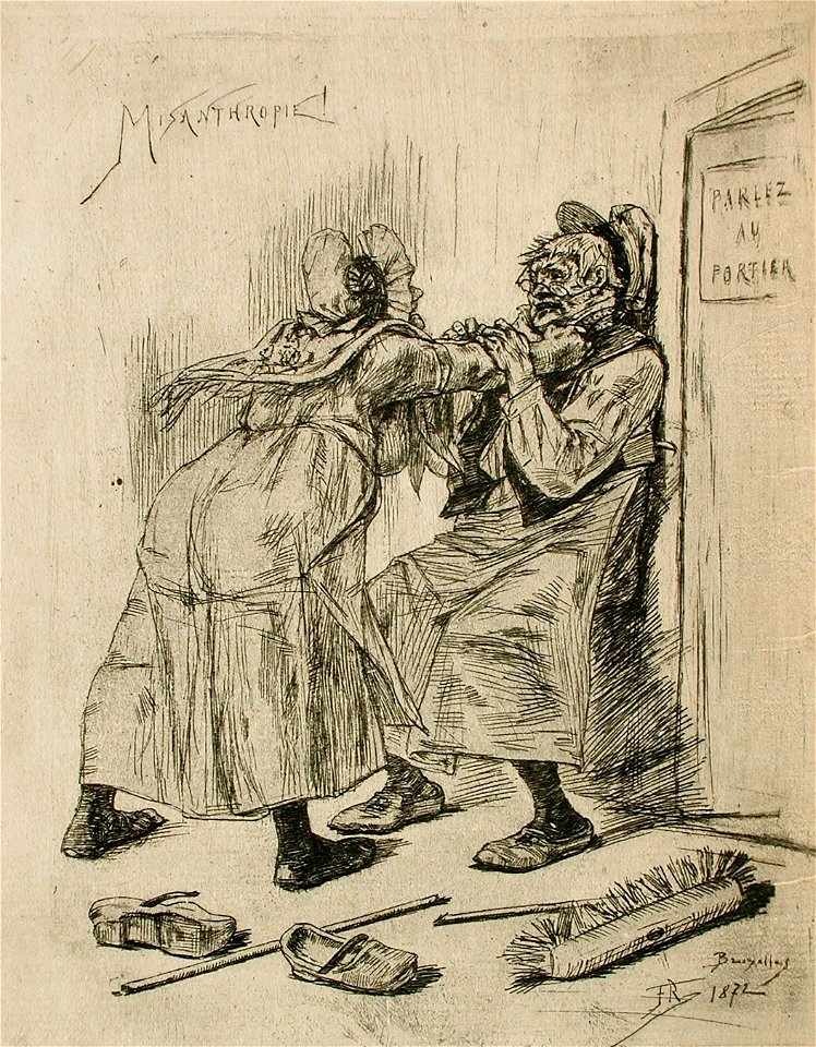Felicien Rops, Misanthropie! (1872) etching on Japan paper (19.37 x 15.08 cm) Los Angeles County Museum of Art