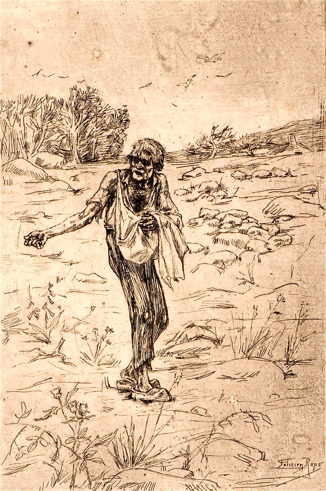 Felicien Rops, Parable of the Sower (no date) heliogravure, drypoint (16.3 x 11.4 cm) Michael C. Carlos Museum, Emory University, Atlanta