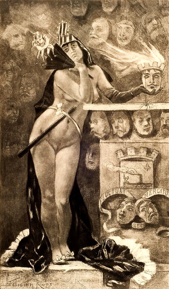 Felicien Rops, Parisian Masks (no date) heliogravure (29.2 x 17.2 cm) Michael C. Carlos Museum, Emory University, Atlanta