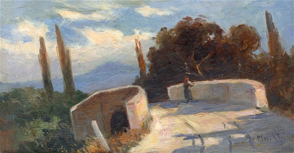 Felicián Moczik - Bridge with Cypresses - O 3232 - Slovak National Gallery