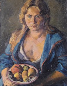 Felix Esterl - Frau des Künstlers mit Fruchtteller - 1925
