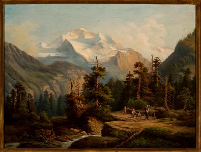Feliks Brzozowski - Mountain landscape - 35602 MNW - National Museum in Warsaw. Free illustration for personal and commercial use.