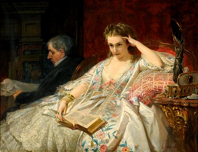 Felix Armand Heullant Edle junge Dame im Salon