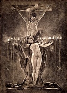 Felicien Rops, Le Calvaire (1882) heliogravure (ca. 27 x 20 cm) Museum De Reede