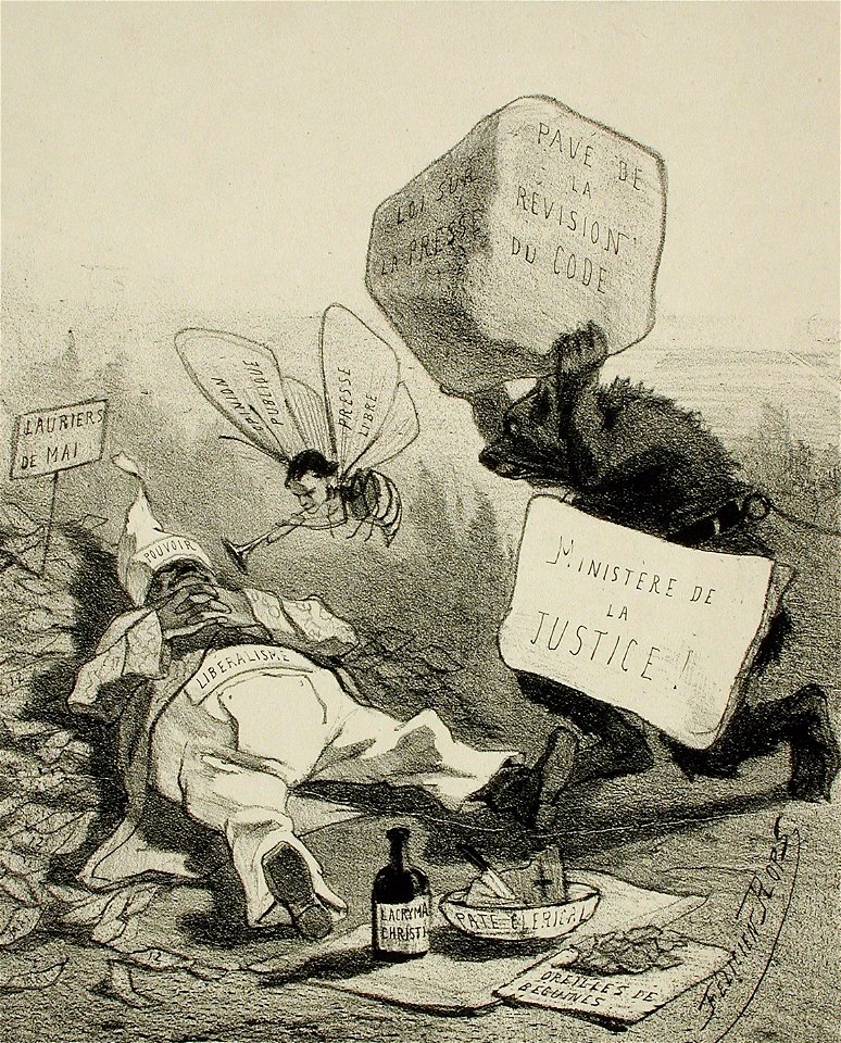 Felicien Rops, Political Comedy (1859) lithograph (23.65 x 18.89 cm) Los Angeles County Museum of Art of Art