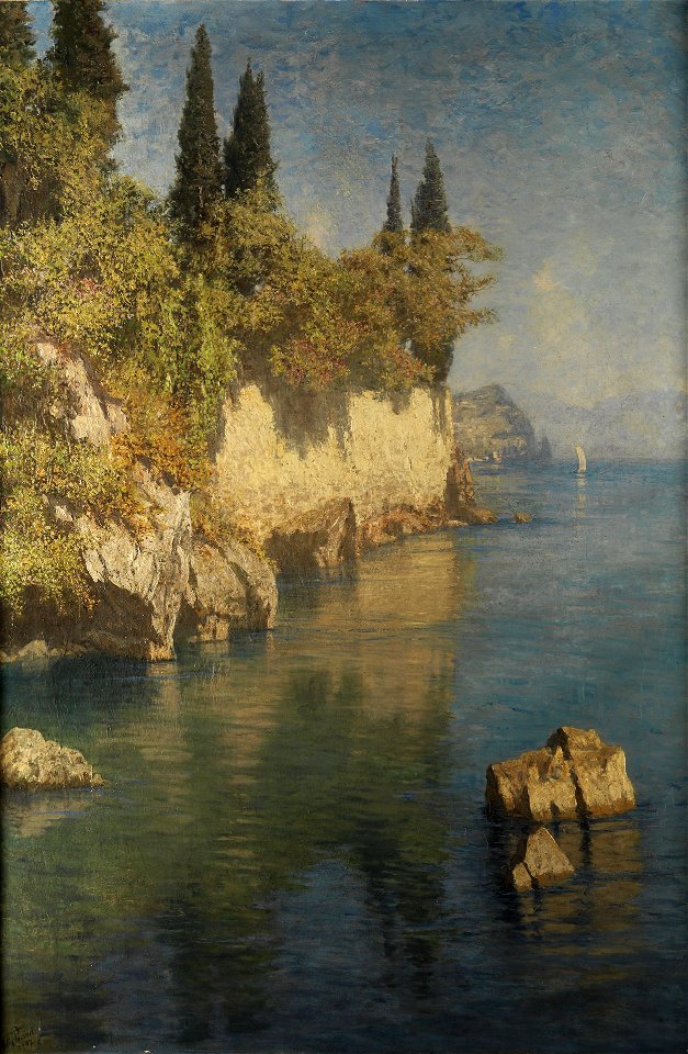 Felix Possart Blick auf das Felsenufer des Comer Sees 1907