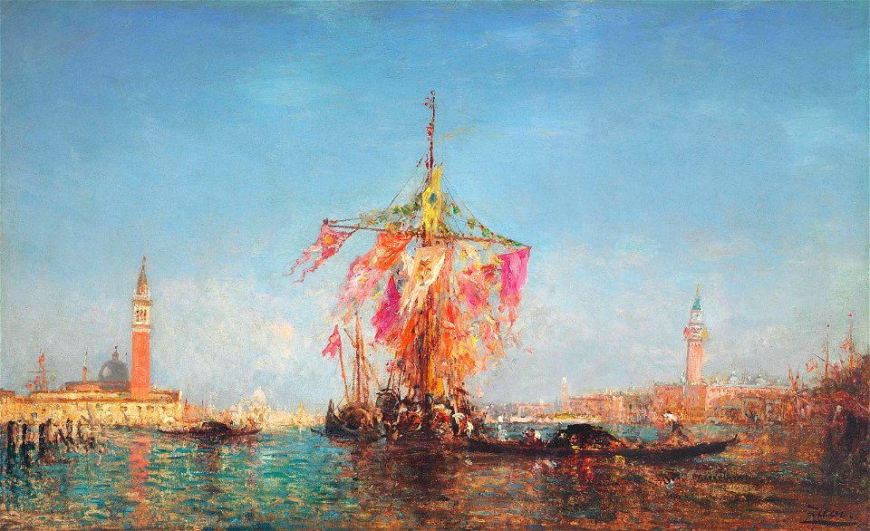 Felix ziem bateau pavoise sur le bassin venise)