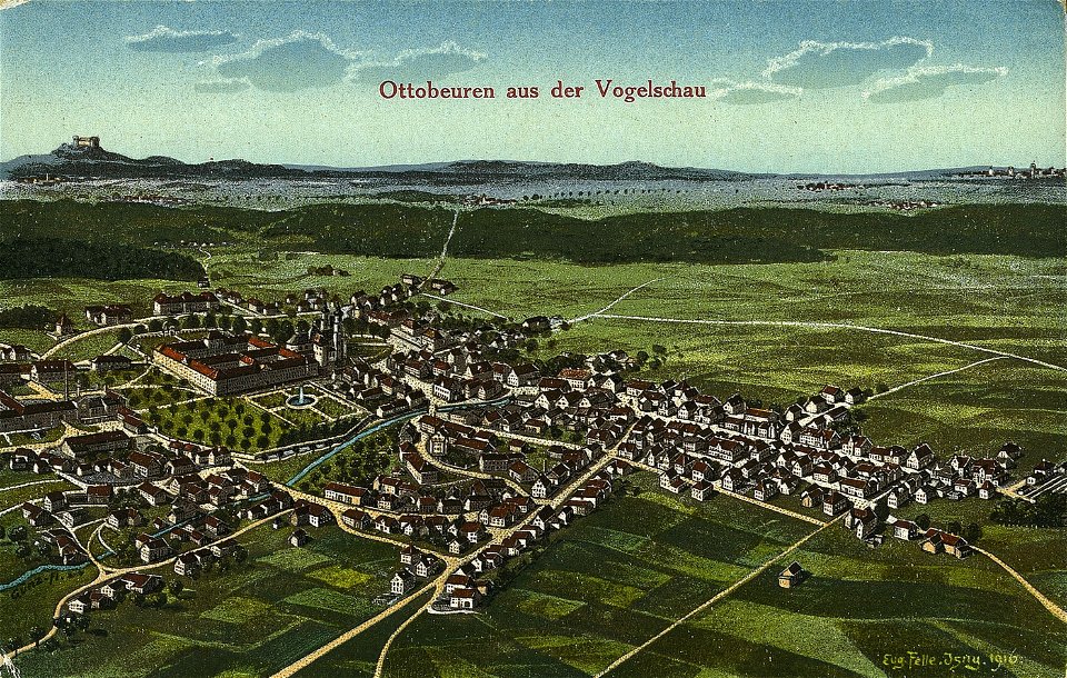 Felle Ottobeuren aus der Vogelschau 1916