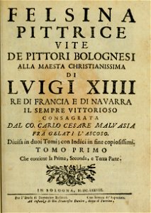 Title page of 'Felsina pittrice' by Malvasia - HathiTrust (Getty Research Institute)