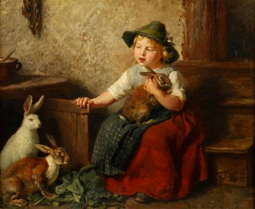 Felix Schlesinger Mädchen mit Kaninchen