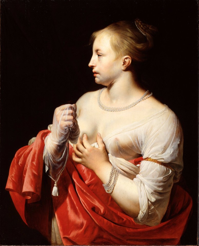 Female Figure, possibly Lucretia (Cesar Boetius van Everdingen) - Nationalmuseum - 18797