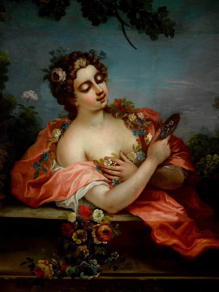 Femme contemplant une miniature de son chevalier (détail) (phbw15 0185)