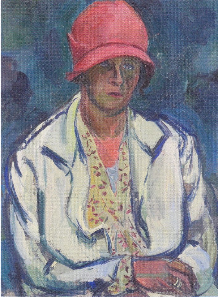 Felix Esterl - Frau des Künstlers mit rotem Hut - ca1928