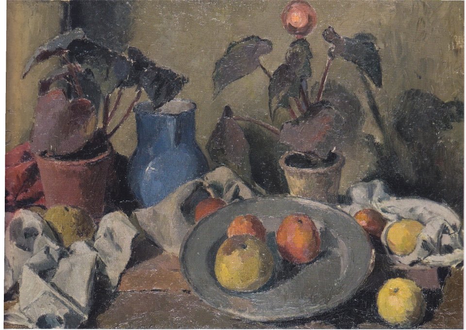 Felix Esterl - Stillleben mit Früchten, Blattpflanzen und Krug - ca1924