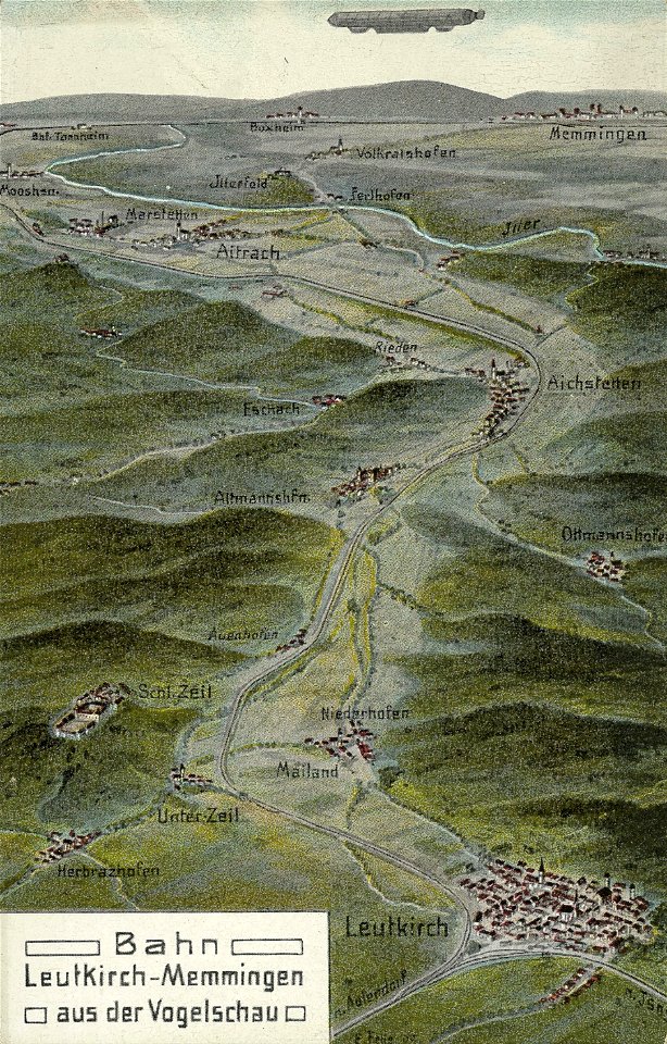 Felle Leutkirch-Memmingen Bahn Vogelschau 1909