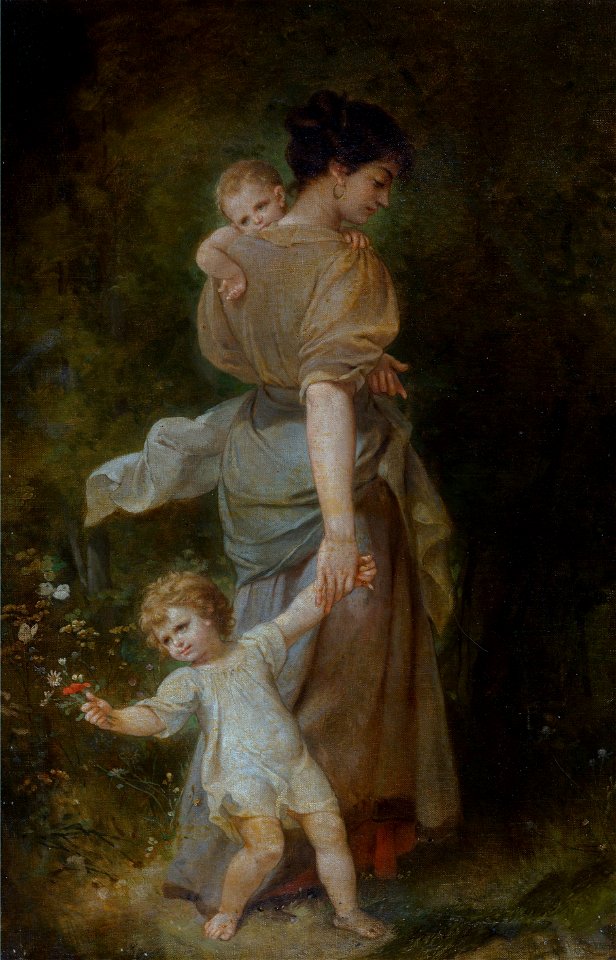Woman and Children by Joseph Felon, oil 