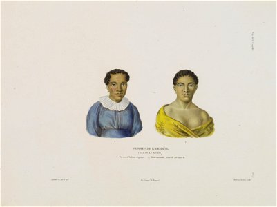 Femmes de L'Isle Taïti. (Isles de la Sociéte) 1. Po-maré Vahiné, régente. 2. Téré-moémoé, veuve de Po-maré II