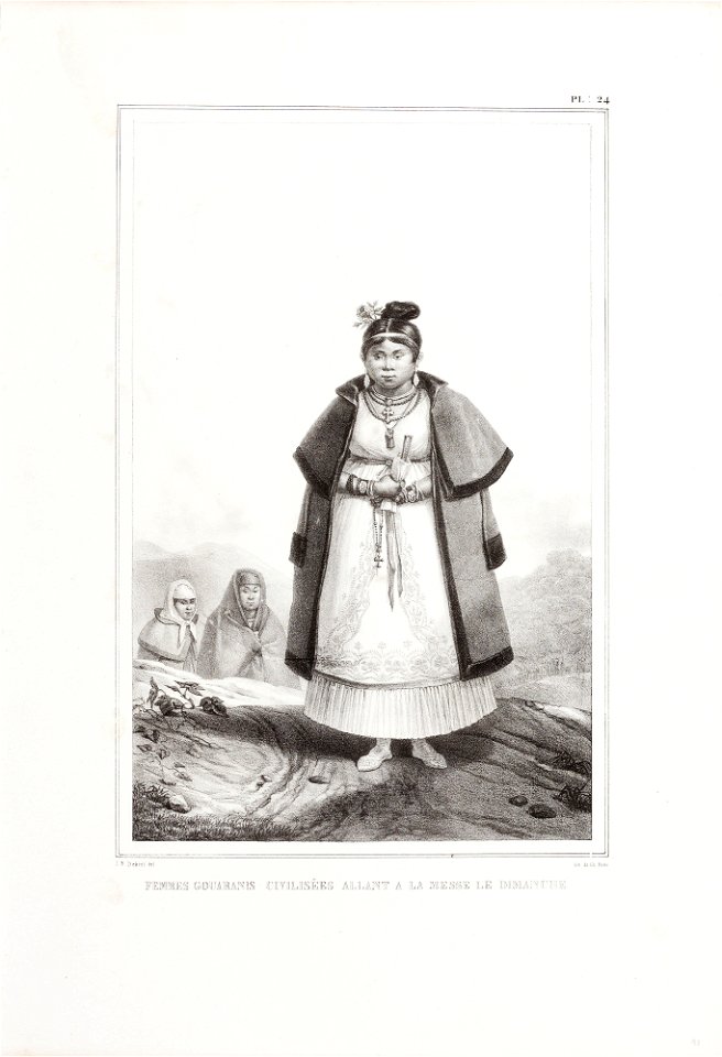 Femmes gouaranis civilisées allant a la messe le dimanche (3), da Coleção Brasiliana Iconográfica