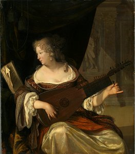 Femme accordant un théorbe - Eglon van der Neer - Q28925897