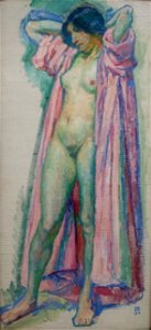 Femme au peignoir rose-theo van rysselbergue
