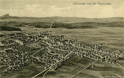 Felle Ottobeuren aus der Vogelschau sw 1916
