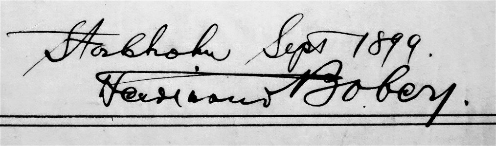 Ferdinand Boberg, signatur 1899