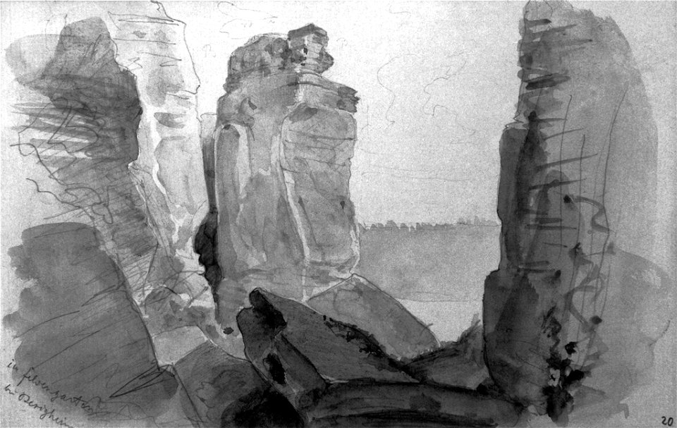 Felsengärten bei Besigheim - Aquarell von General Eduard von Kallee