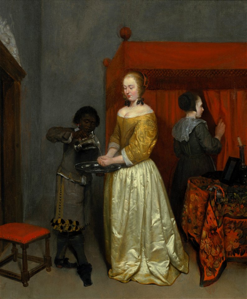 Femme se lavant les mains - Caspar Netscher