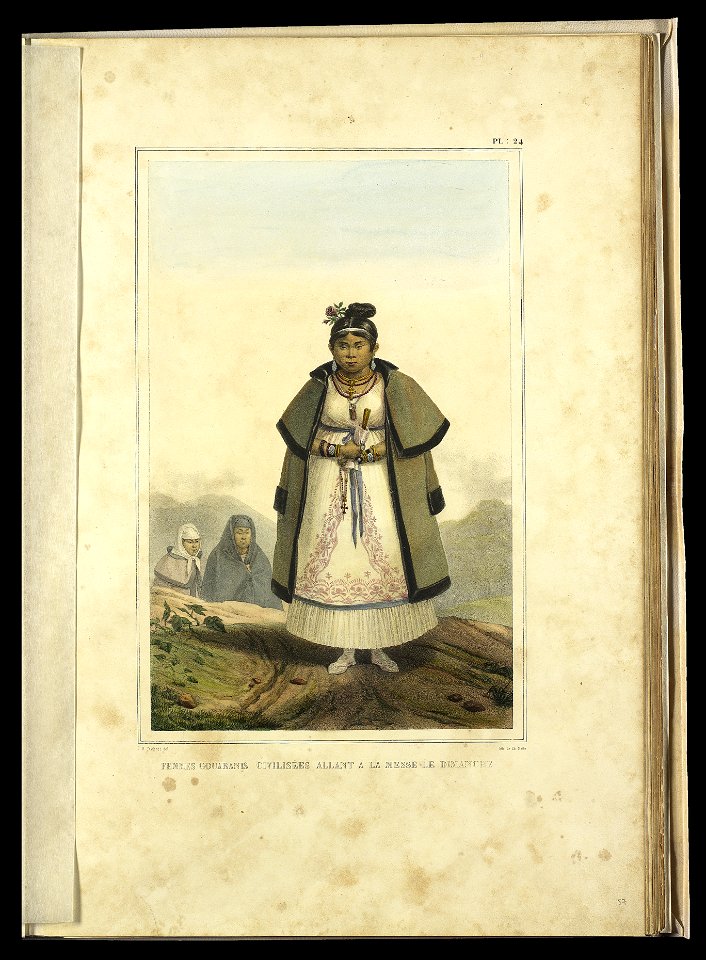 Femmes Gouaranis civilisées allant a la messe le dimanche (2), da Coleção Brasiliana Iconográfica