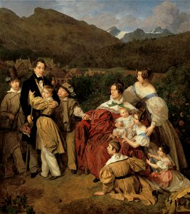 Ferdinand Georg Waldmüller - Der Notar Dr. Josef August Eltz mit seiner Gattin Caroline, geb. Schaumburg, und den acht Kindern in Ischl - 2567 - Österreichische Galerie Belvedere