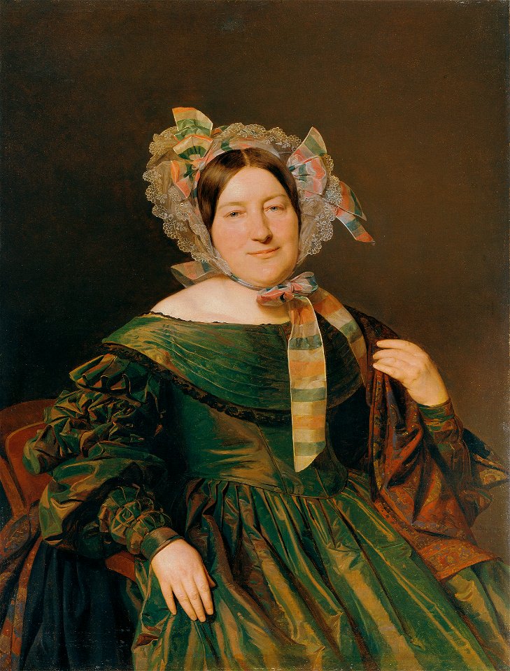Ferdinand Georg Waldmüller - Frau in grünem, lachsrot changierendem Kleid - 2429 - Österreichische Galerie Belvedere