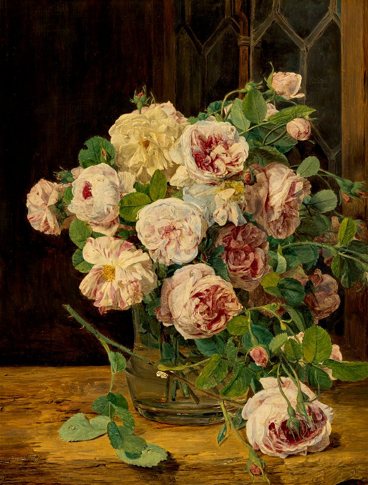Ferdinand Georg Waldmüller - Rosenstrauß am Fenster - 3928 - Österreichische Galerie Belvedere