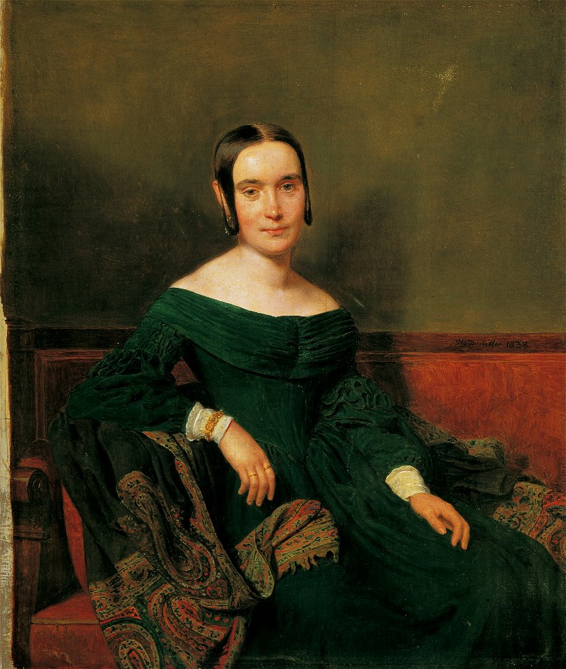 Ferdinand Georg Waldmüller - Dame in zinnobergrünem Kleid - 1237 - Österreichische Galerie Belvedere