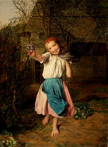 Ferdinand Georg Waldmuller (1793-1865) - Das Veilchenmadchen (The Violet Girl). Free illustration for personal and commercial use.