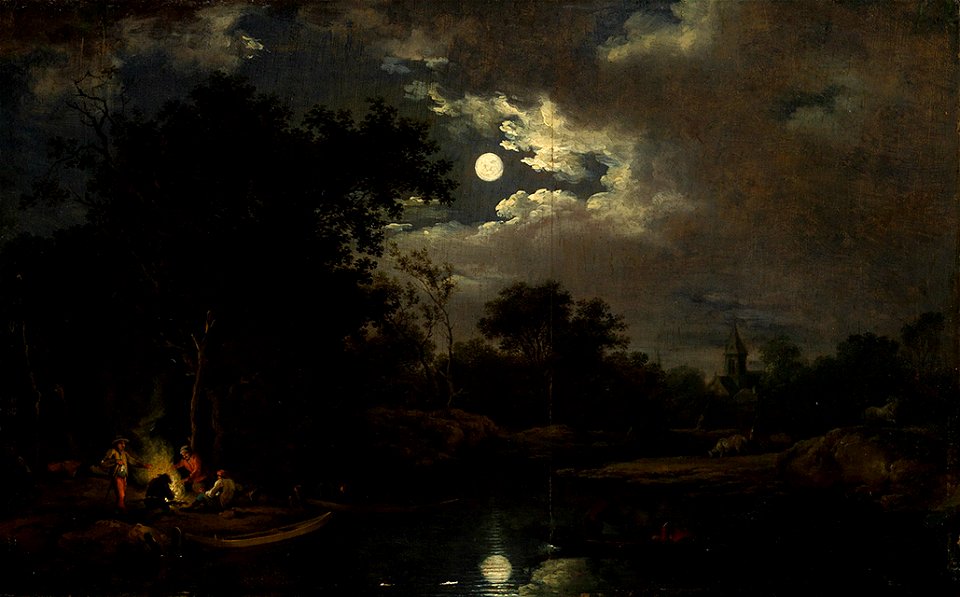 Ferdinand Kobell - Mondscheinlandschaft mit Fischern am Lagerfeuer - 393 - Staatliche Kunsthalle Karlsruhe