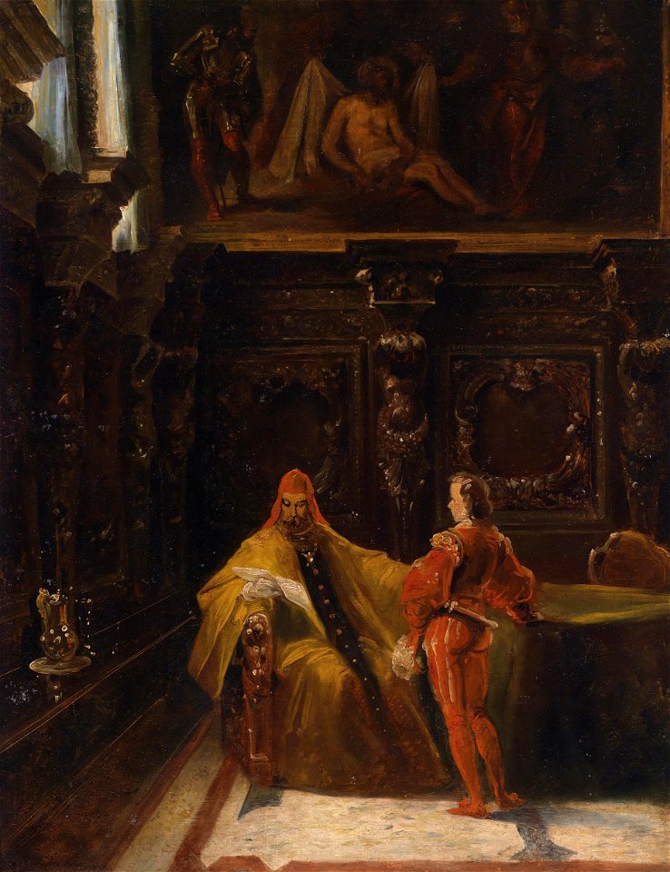 Ferdinand Petzl Inneres aus Scuola di San Rocco 1843 Studie