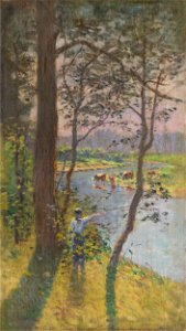 Ferdinand Katona - Landscape with a River and Cattle Watering - O 3014 - Slovak National Gallery