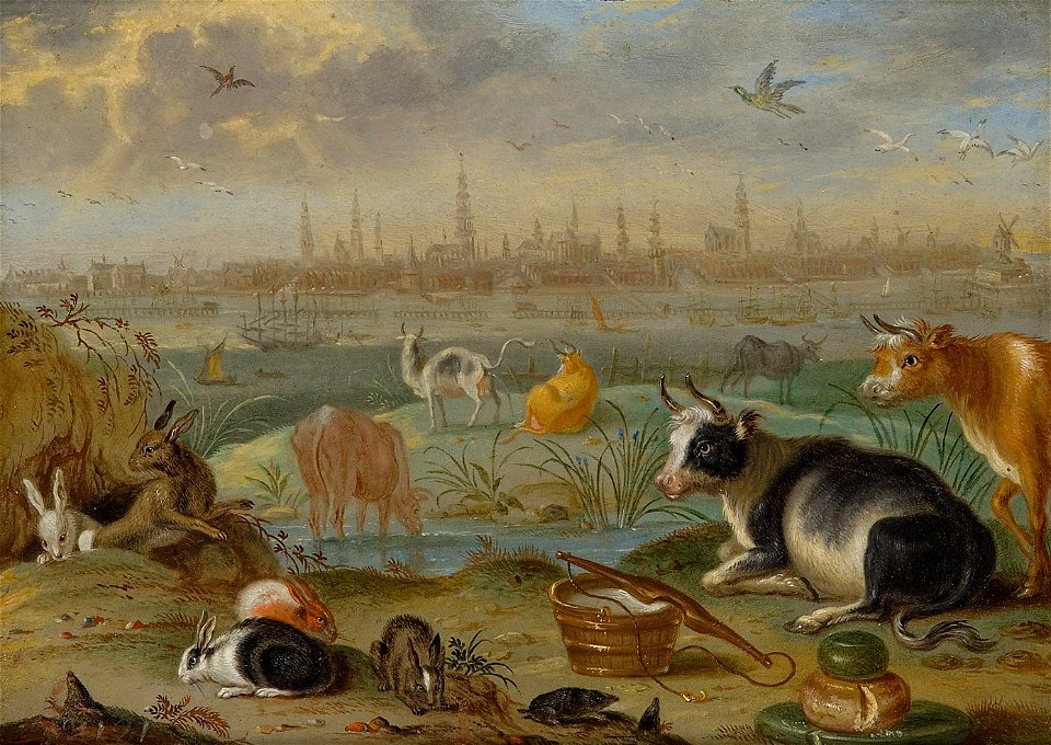 Ferdinand van Kessel - Ansichten aus den vier Weltteilen mit Szenen von Tieren, Amsterdam - GG 3036 - Kunsthistorisches Museum