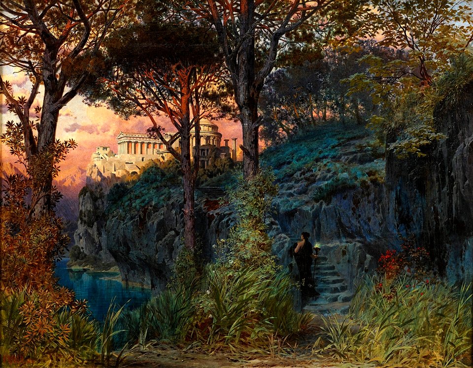 Ferdinand Knab Palast an einem Gebirgssee 1876