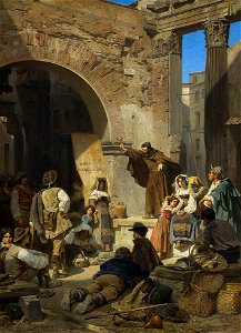 Ferdinand Piloty d. J. - Kapuzinerpredigt im Porticus Octaviae in Rom - 7972 - Bavarian State Painting Collections