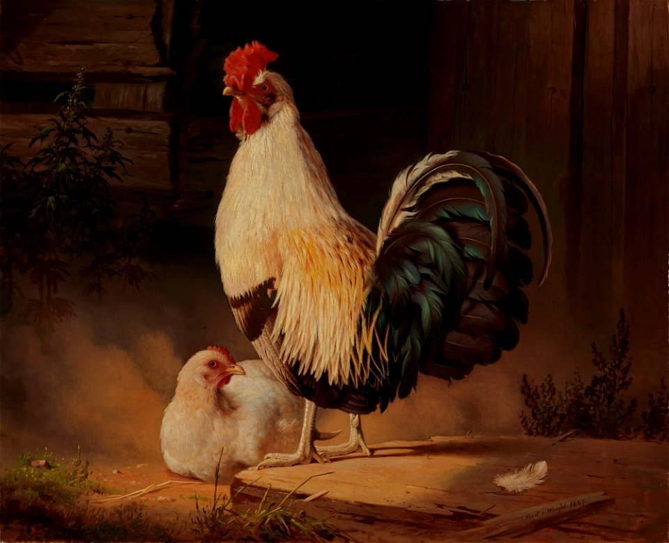 Ferdinand von Wright - Cock and Hen - A I 64 - Finnish National Gallery