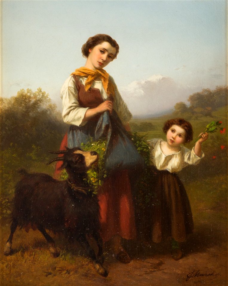 Ferdinand Marohn Junge Hirtin mit Kind