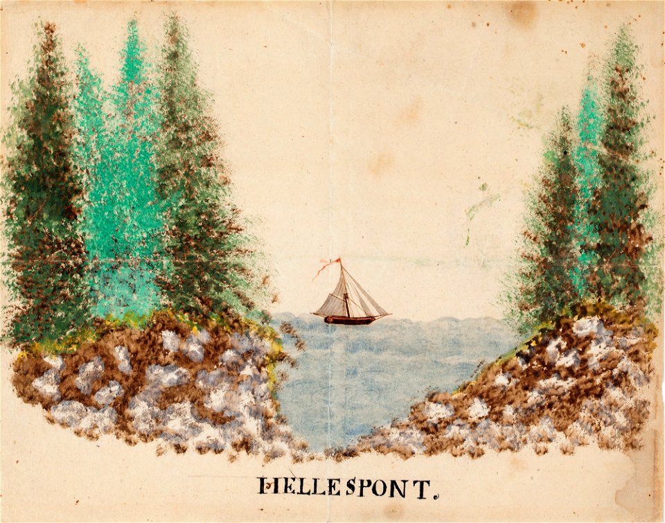 Ferdinand von Wright - Purjevene merellä. Hellespont - A II 1721-1 - Finnish National Gallery