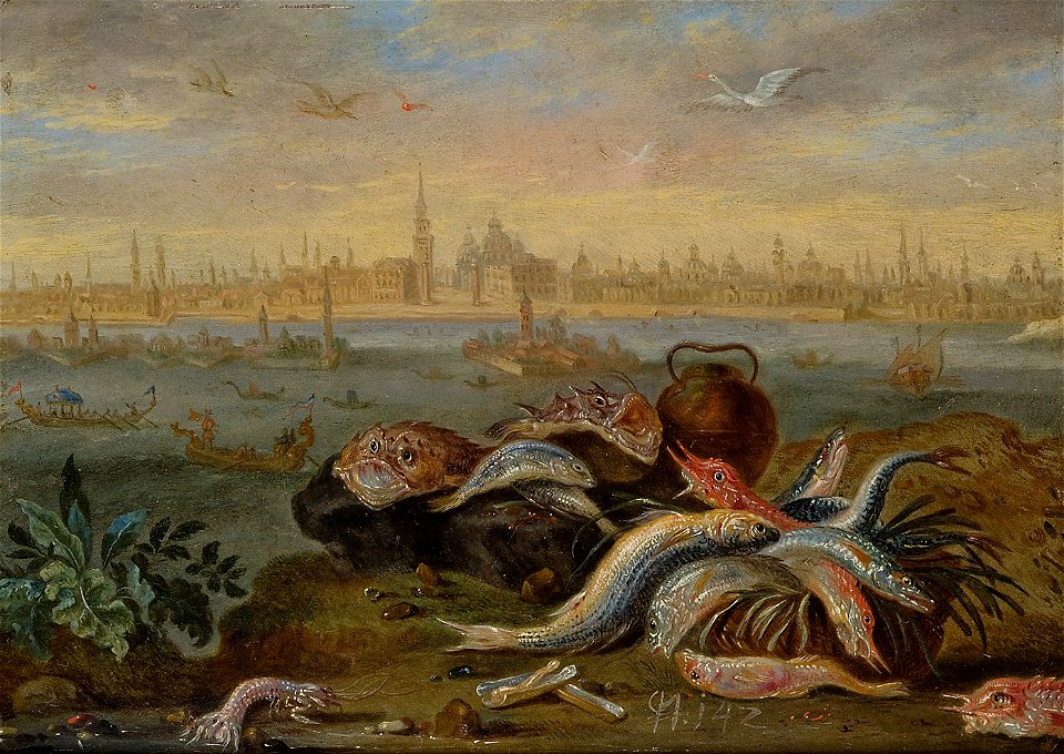 Ferdinand van Kessel - Views from the four worlds with scenes of animals; Venice