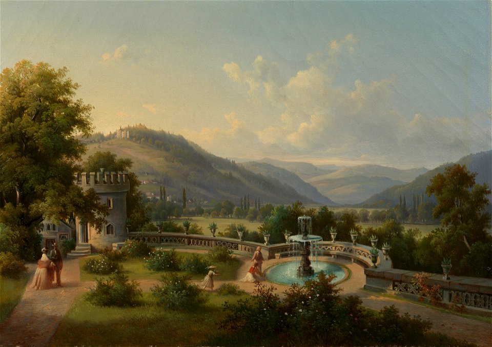 Ferdinand Zschäck (1801-77) - Terrace at the Rosenau - RCIN 403671 - Royal Collection