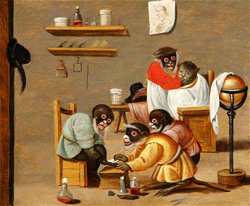 Ferdinand van Kessel (1648-after 1696) (after) - Monkey Barbers - 1151399 - National Trust