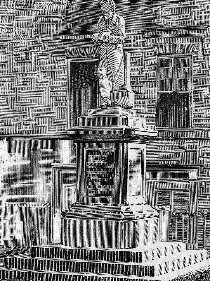 Fermo – Monumento a Giacomo Leopardi (xilografia)
